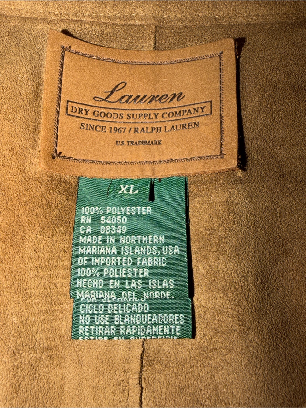 Ralph Lauren women's size XL Tan faux Suede Vest waistcoat zipper - Picture 4 of 4
